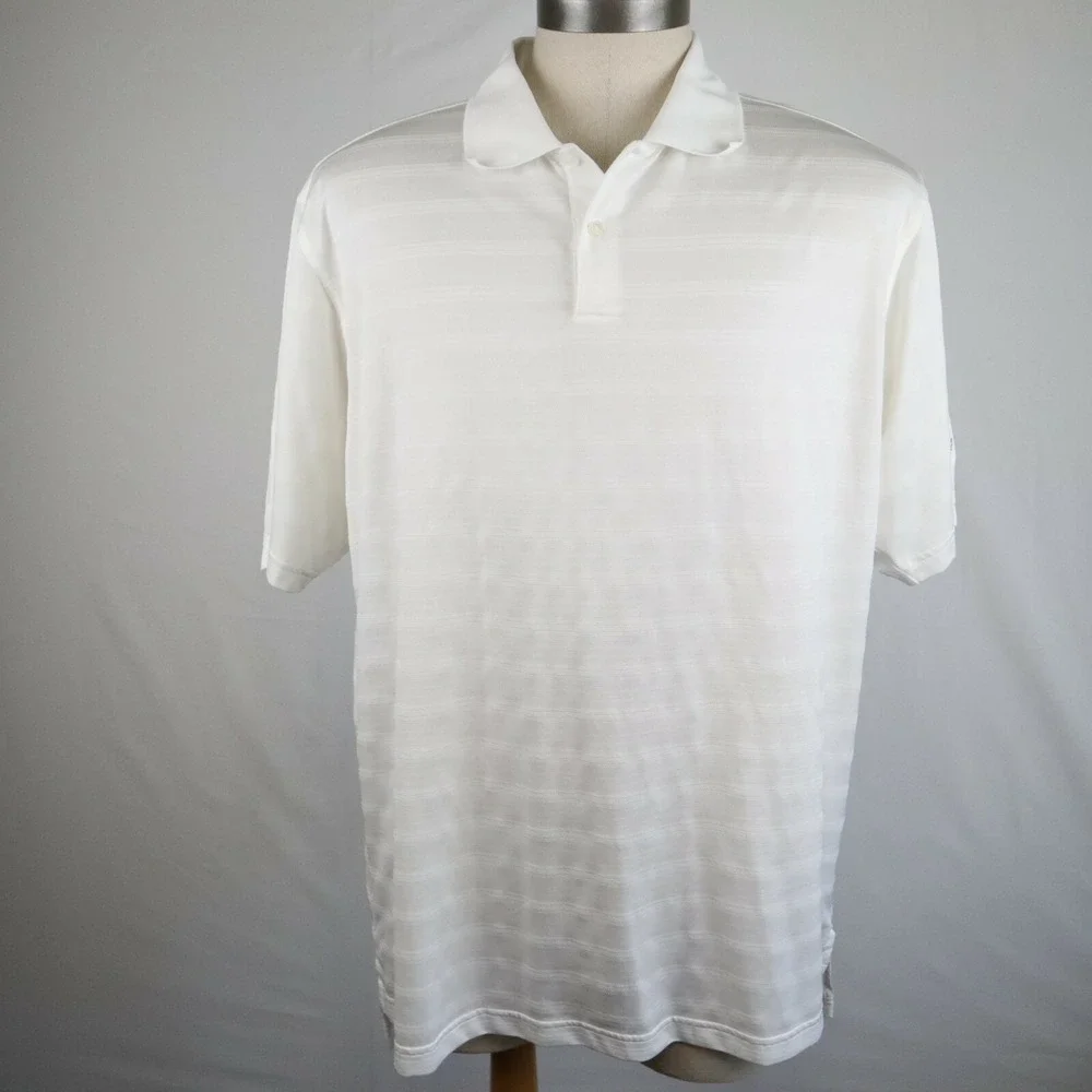 Adidas Golf Polo Shirt Mens‎ XL Climacool White Striped Short Sleeve - Redstone